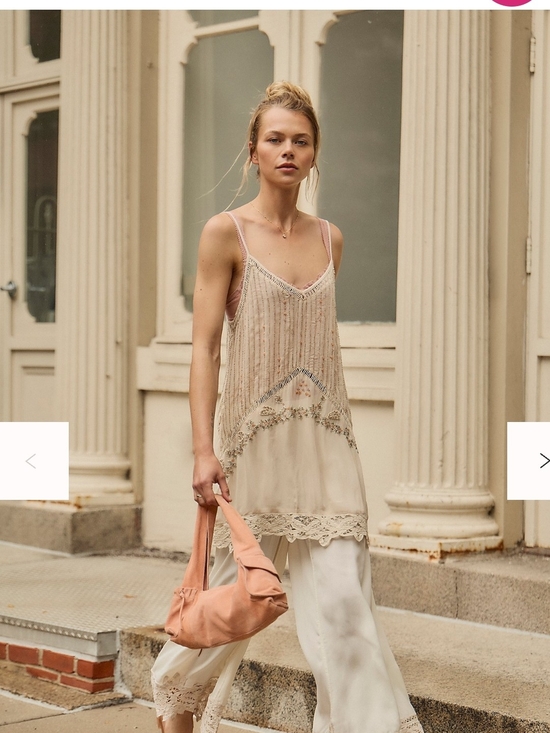 Free People Dresses & Skirts - Free People Beige Beaded Slip Dress